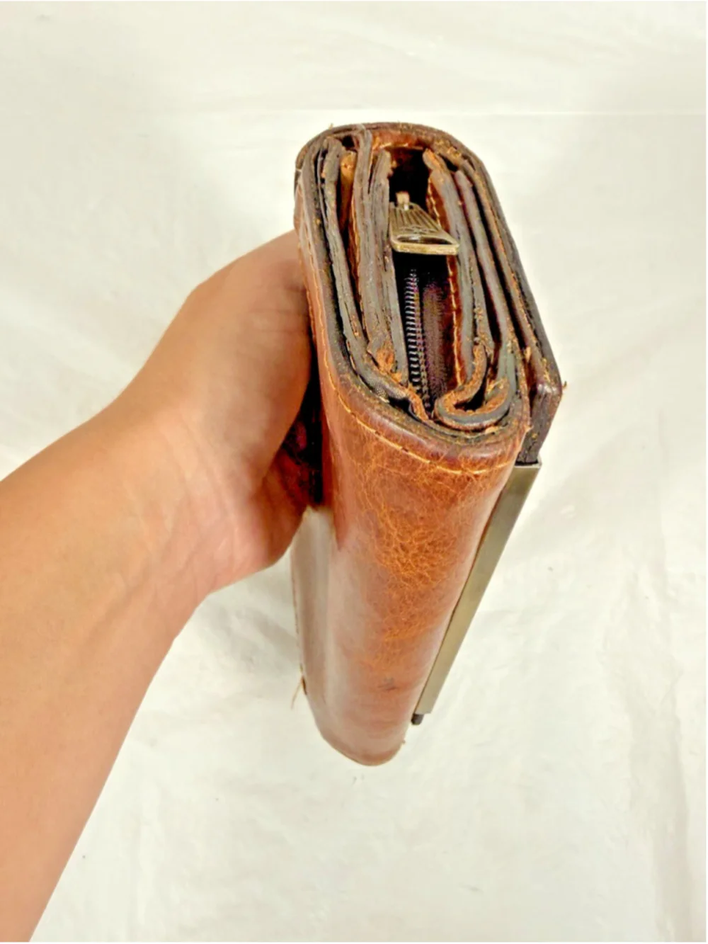Patricia Nash Tri-Fold Wallet Organizer Smooth Brown Leather